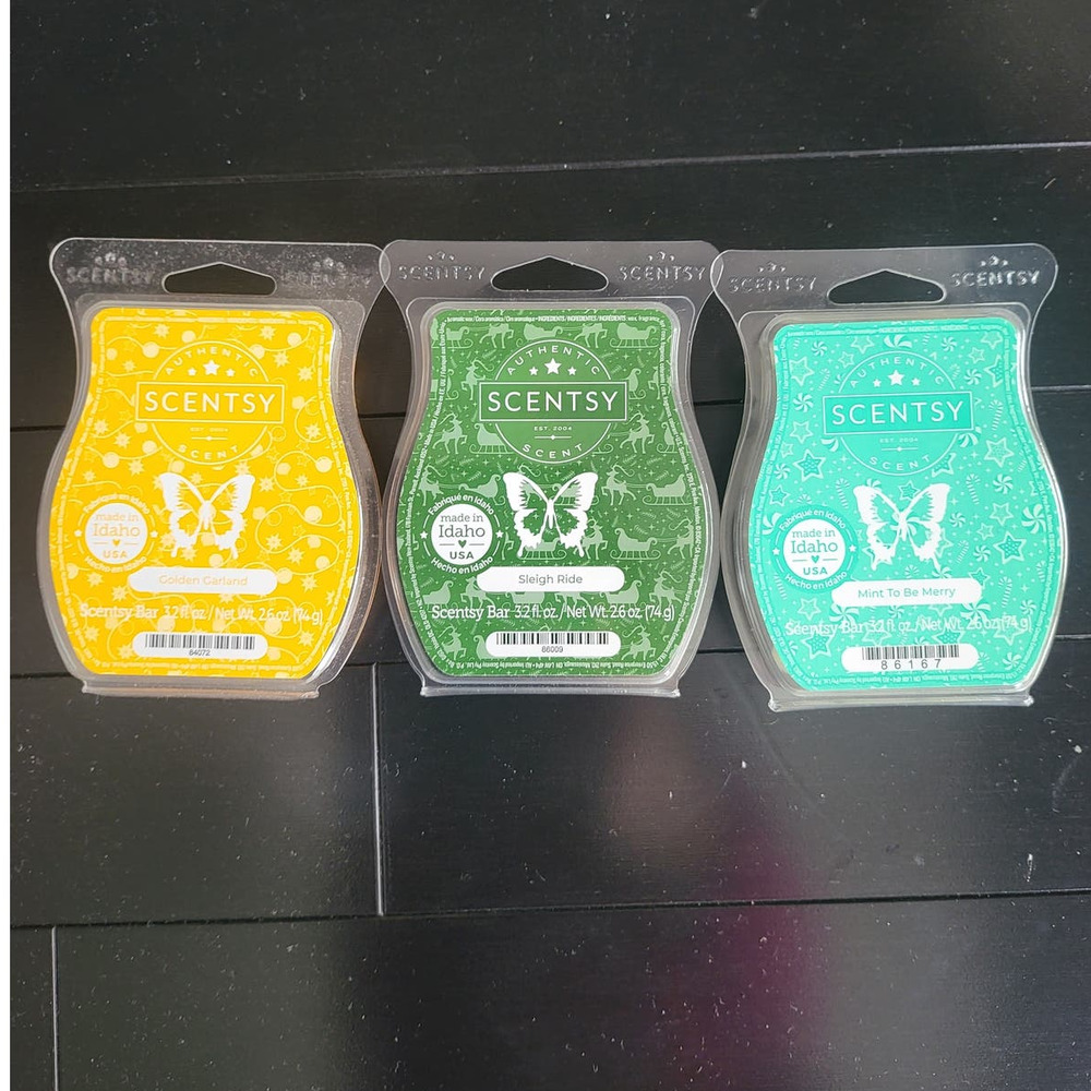 Scentsy Winter Bar Bundle - Sleigh Ride, Golden Garland and Mint To Be Merry